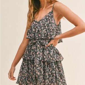 Chic Black and Pink Floral Mini Dress